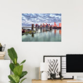 Prachtige ochtendreflecties op het uitzicht en de poster (Thuiskantoor)