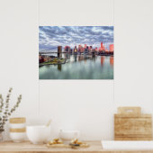 Prachtige ochtendreflecties op het uitzicht en de poster (Keuken)