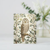 Prachtige Oeral Uil en Magnolia bloesems Briefkaart (Staand voorkant)