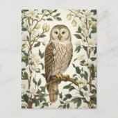 Prachtige Oeral Uil en Magnolia bloesems Briefkaart (Voorkant)