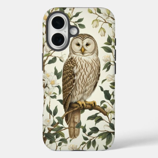 Prachtige Oeral Uil en Magnolia bloesems Case-Mate iPhone Case (Achterkant)