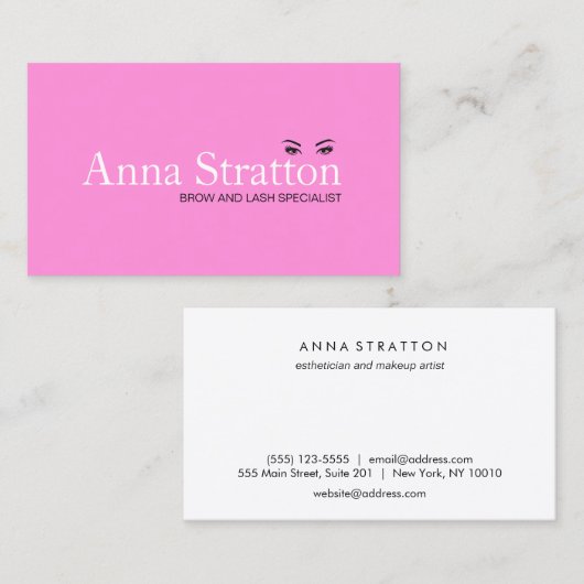 Prachtige ogen Roze as en Brows Visitekaartje (Voorkant / Achterkant)