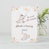 Prachtige olifant Boho Floral vijfde verjaardag Kaart (Staand voorkant)