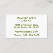 Prachtige olijftak met zwarte achtergrond visitekaartje (Achterkant)