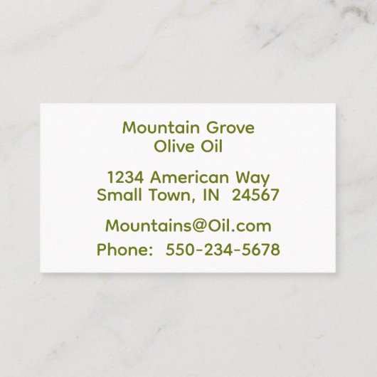 Prachtige olijftak met zwarte achtergrond visitekaartje (Achterkant)