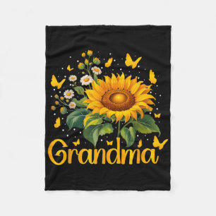Prachtige oma Day Gifts Zonnebloem Vlinder Gra Fleece Deken