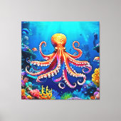 Prachtige onderwater octopus kunst canvas afdruk (Voorkant)
