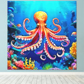 Prachtige onderwater octopus kunst canvas afdruk (Insitu (Houten vloer))