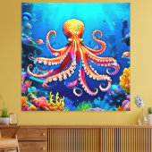 Prachtige onderwater octopus kunst canvas afdruk (Insitu (Woonkamer))