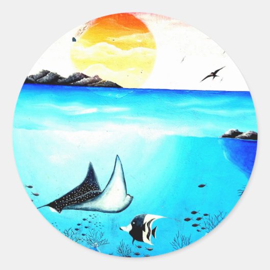 Prachtige onderwaterschilderingen ronde sticker (Voorkant)