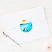 Prachtige onderwaterschilderingen ronde sticker (Envelop)