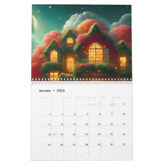 Prachtige ontwerpkalender kalender (Jan 2026)