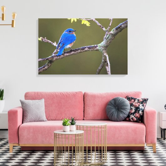 Prachtige oosterse blauwvogel canvas afdruk (Insitu (Woonkamer))