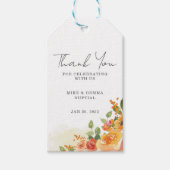 Prachtige Oranje Floral Wedding Cadeaulabel (Voorkant)
