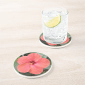 Prachtige Oranje Hibiscus Bloemventilatoren Onderz Zandsteen Onderzetter (Zijkant)