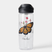 Prachtige Oranje monarchvlinder Victoriaans kunst Waterfles (Achterkant)