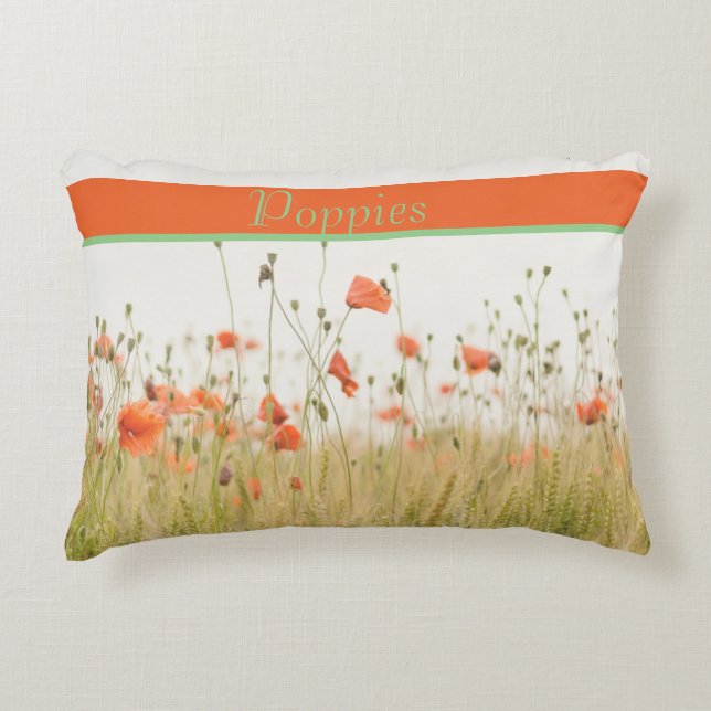 Prachtige Oranje papaverventiel, aanpasbaar. Accent Kussen (Voorkant)