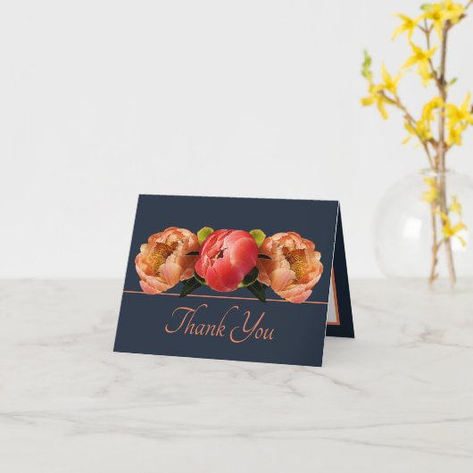 Prachtige Oranje rode pioen bloemenboeket dank u Kaart (Gele Bloem)