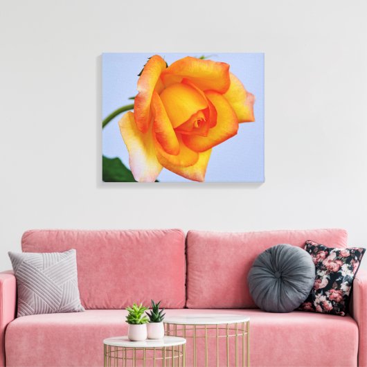 Prachtige Oranje Roos canvas afdrukken (Insitu (Woonkamer))
