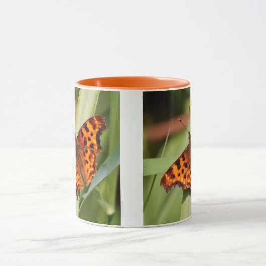 Prachtige Oranje satyr comma Butterfly Mok (Midden)