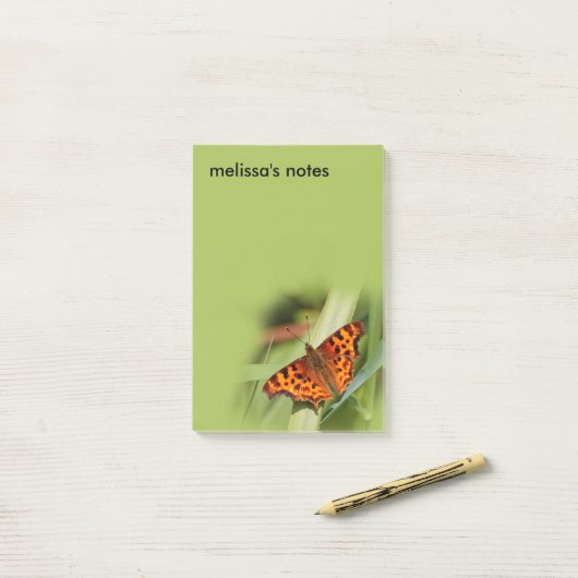 Prachtige Oranje satyr comma Butterfly Post-it® Notes (Op bureau)