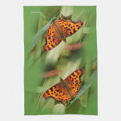 Prachtige Oranje satyr comma Butterfly Theedoek (Verticaal)