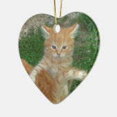 Prachtige Oranje tablet Kitten Keramisch Ornament (Links)