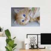 Prachtige Oranje tablet Kitten Poster (Thuiskantoor)