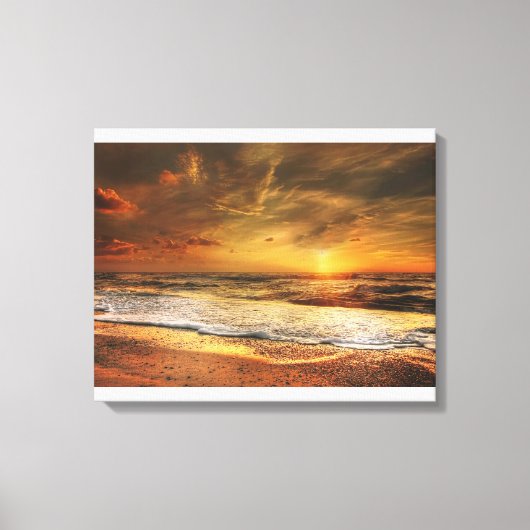 Prachtige Oranje zeestransport - Zonnesetdoek afdr Canvas Afdruk (Voorkant)