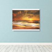 Prachtige Oranje zeestransport - Zonnesetdoek afdr Canvas Afdruk (Insitu (Houten vloer))