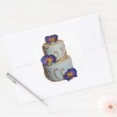 Prachtige orchidee goud en paarse bruidstaart ronde sticker (Envelop)