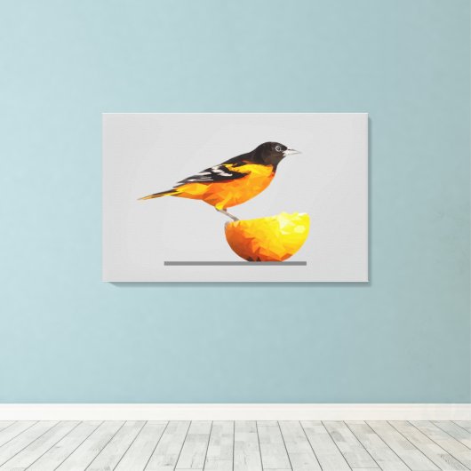 Prachtige Oriole-/Oranje minimalistische Canvas-ku Canvas Afdruk (Insitu (Houten vloer))