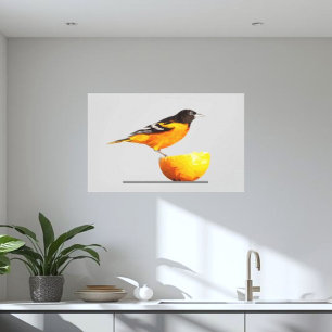 Prachtige Oriole/Oranje Minimalistische Canvas Kun Afdruk