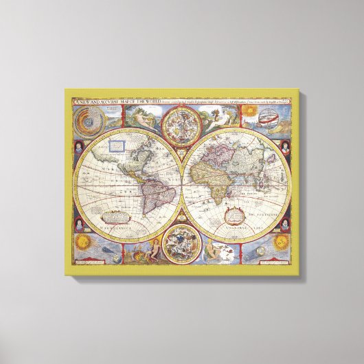 Prachtige oude-wereld vintage kaart canvas afdruk (Voorkant)