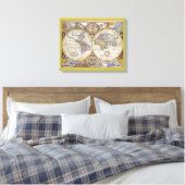Prachtige oude-wereld vintage kaart canvas afdruk (Insitu (Slaapkamer))