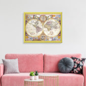 Prachtige oude-wereld vintage kaart canvas afdruk (Insitu (Woonkamer))