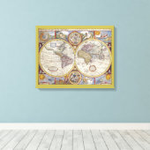 Prachtige oude-wereld vintage kaart canvas afdruk (Insitu (Houten vloer))