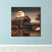 Prachtige overdekte brug en maan canvas kunst (Insitu (Houten vloer))