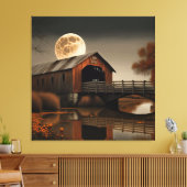 Prachtige overdekte brug en maan canvas kunst (Insitu (Woonkamer))