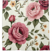 Prachtige oversized roze en Bourgogne Douchegordijn (Voorkant)