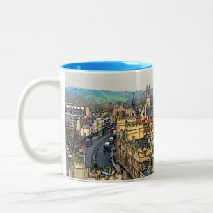 Prachtige Oxford, Engeland, High Street, The High Tweekleurige Koffiemok