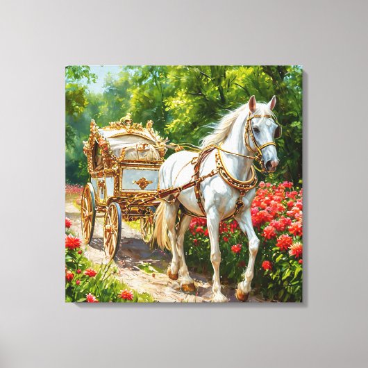 Prachtige paard en koets canvas afdruk (Voorkant)