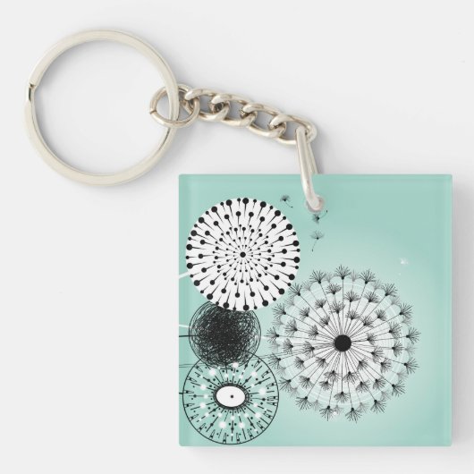 Prachtige Paardebloemen Blauw Acryl Sleutelhanger (Voorkant)