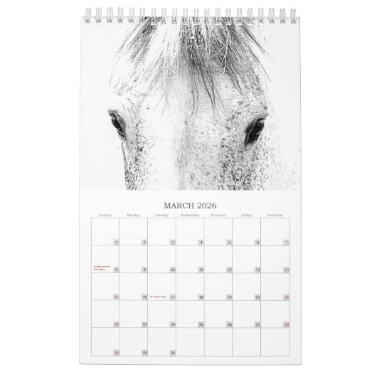 Prachtige paarden met een kleine paardenkalender v kalender (Mar 2026)