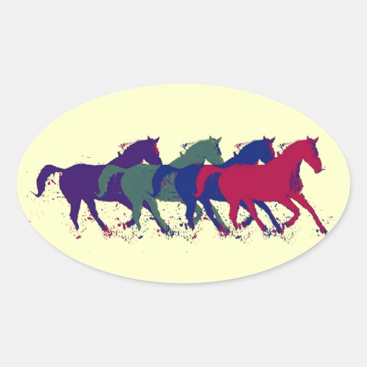 prachtige paarden ovale sticker (Voorkant)