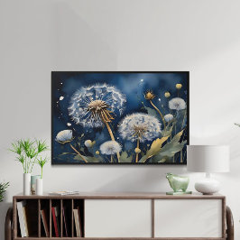 Prachtige paardenbloemen in Nightsky AI Art Poster