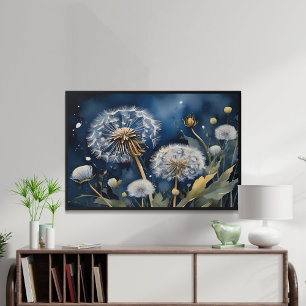 Prachtige paardenbloemen in Nightsky AI Art Poster
