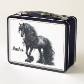 Prachtige paardenmetalen lunchbox (Achterkant)