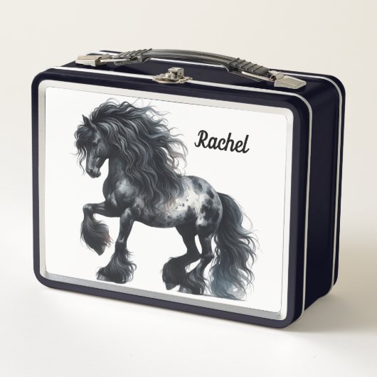 Prachtige paardenmetalen lunchbox (Voorkant)
