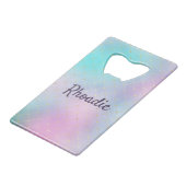 Prachtige Paars en Blue Ombre Creditkaart Flessenopener (Voorkant Gekanteld)